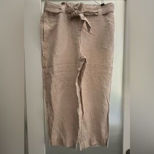 Chico's Tan/Beige TIE WAIST CROSS DYE CROP Pants